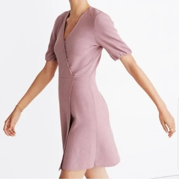 Madewell | Cross Front Lavender button Wrap Dress Size Small - Picture 2 of 10